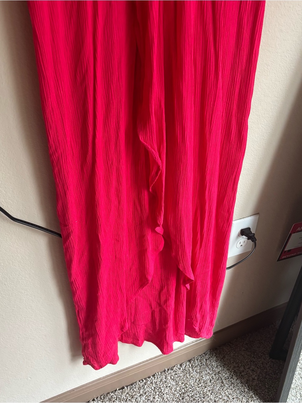 NWT Lovestitch Medium Hot Pink Knot Front Maxi Dress Boho Gauze - Picture 6 of 11
